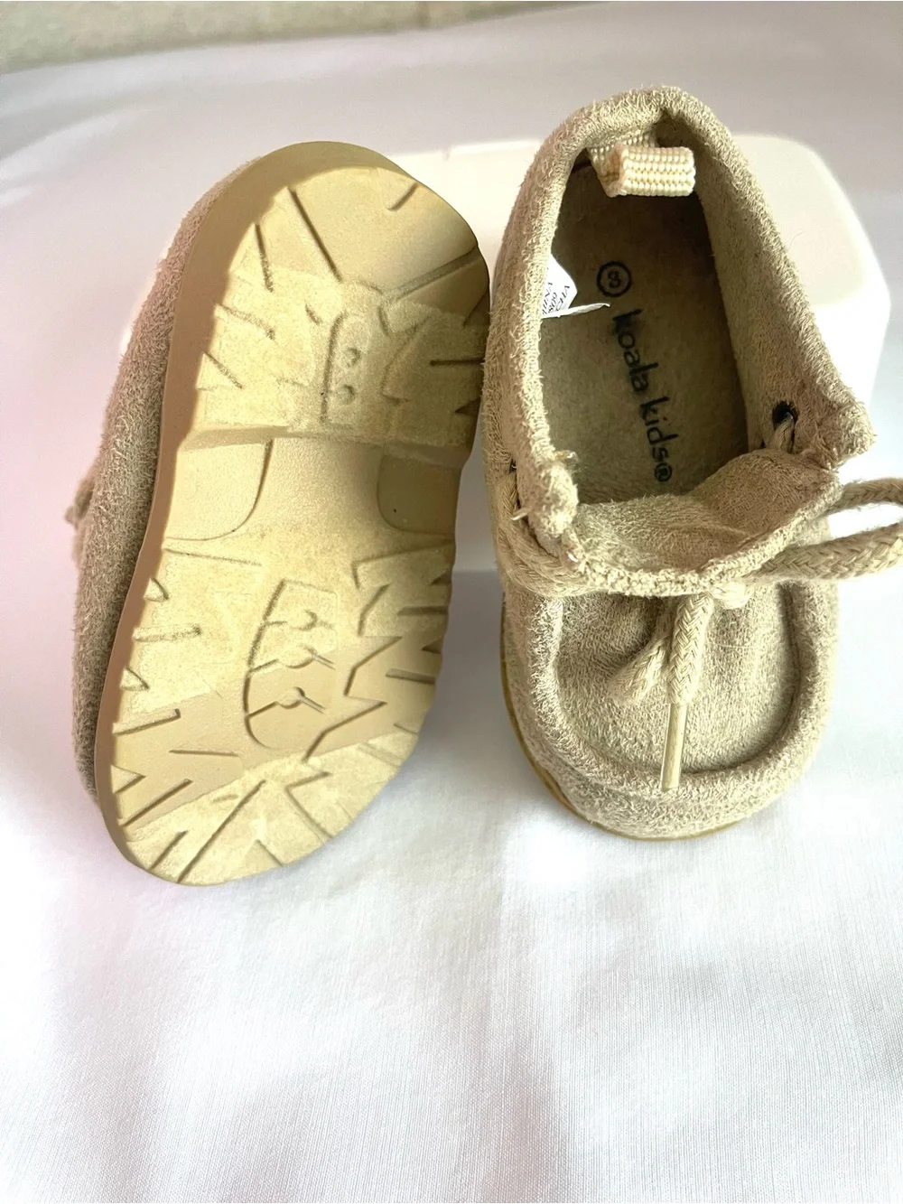Koala Kids Beige Suede Moccasin Shoes for Toddlers